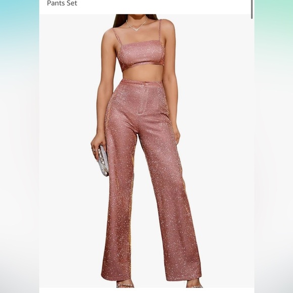 2 piece sparkle high waist wide leg outfit xl - Picture 1 of 6